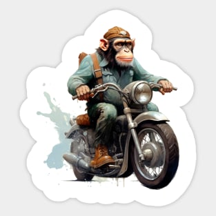 Monkey Biker Retro Motorcycle Sticker